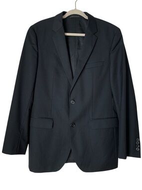 BOSS Slim Fit Suit Jacket Black Menswear 100% Virgin Wool Serge- Size 40L